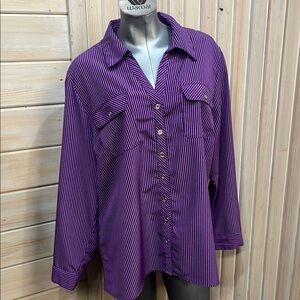 Notations Purple Long Sleeve Boxy Button Down Shirt